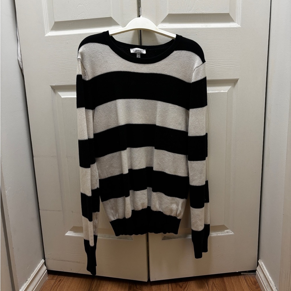 Le Chateau Bold black and white Stripe Crew Neck Sweater